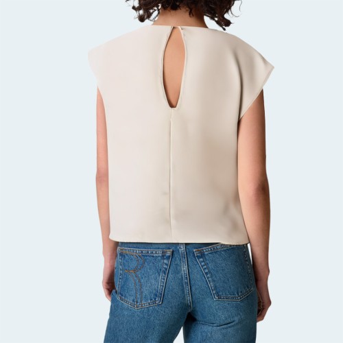 Fashionable silky texture women's short sleeves