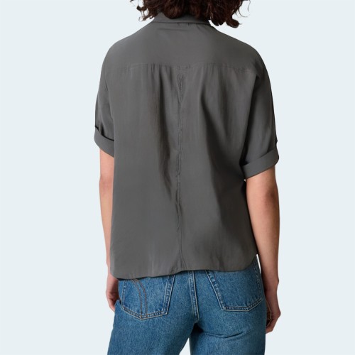 Gray lapel loose women's short sleeves