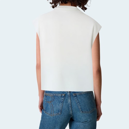 White simple draped women's short sleeves