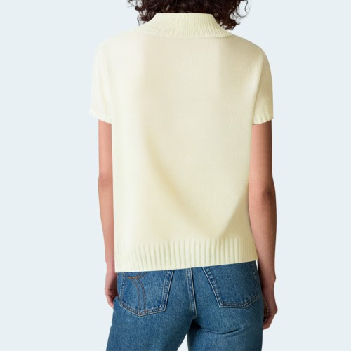 Lapel sequined knitted women's short sleeves