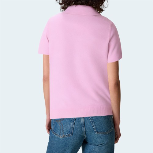 Pink simple knitted women's short sleeves