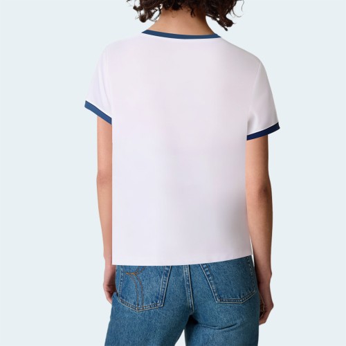 Casual contrast color round neck women's short sleeves