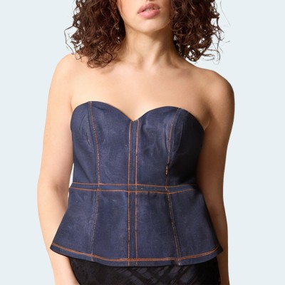 Fashionable and simple women's denim wrap vest