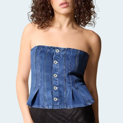 New fashionable backless women's denim wrap vest