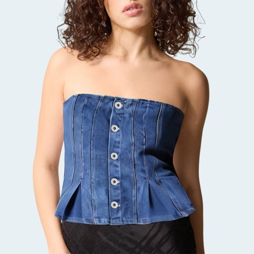 New fashionable backless women's denim wrap vest