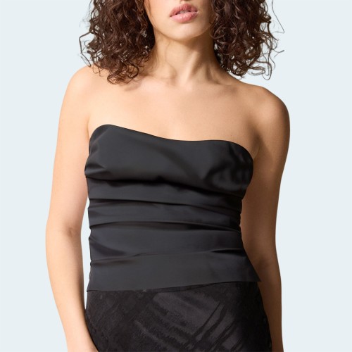 Summer black pleated women's wrap vest