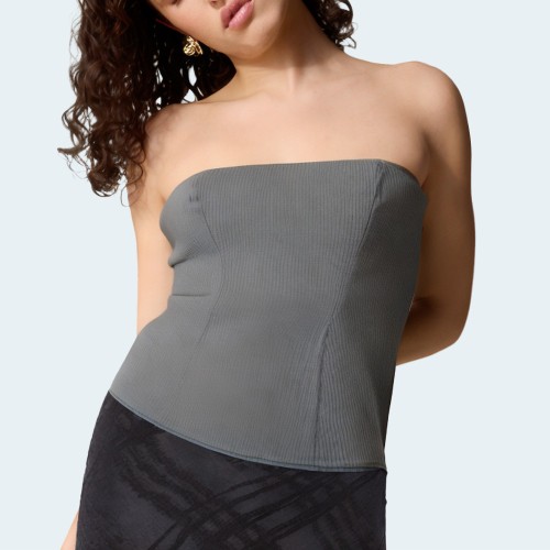Gray simple striped women's wrap vest