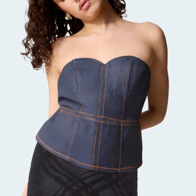 Fashionable and simple women's denim wrap vest