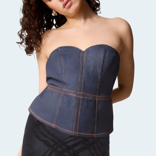 Fashionable and simple women's denim wrap vest