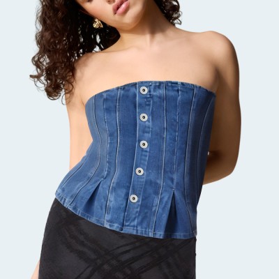New fashionable backless women's denim wrap vest