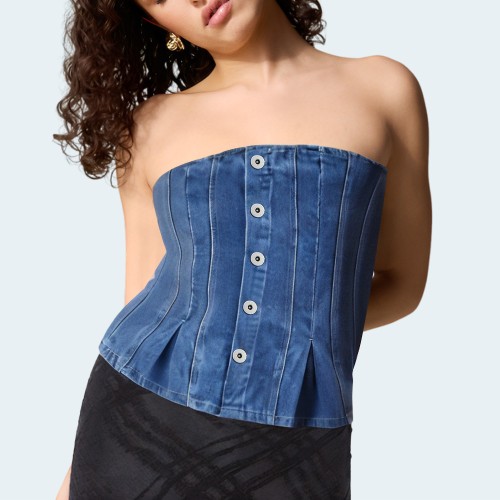 New fashionable backless women's denim wrap vest