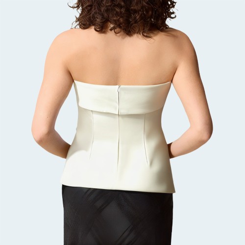 Fashionable shoulder collar beige women's wrap vest