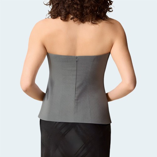 Gray simple striped women's wrap vest