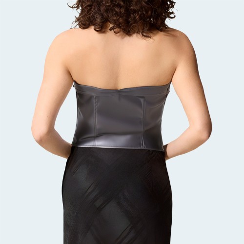 Fashionable black faux leather women's wrap vest
