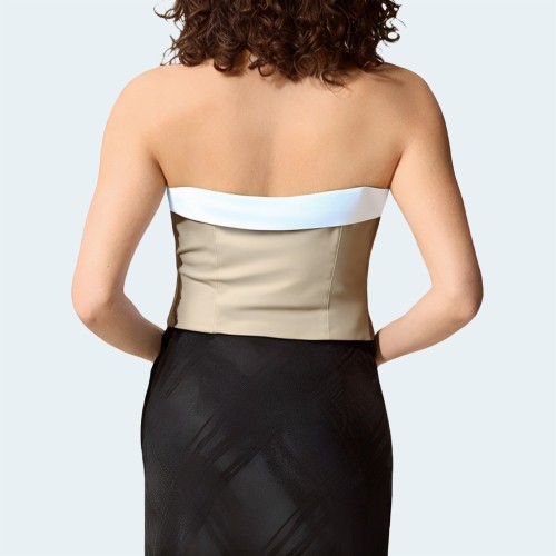 Fashionable khaki slim fit women's wrap vest