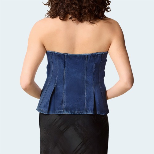 New fashionable backless women's denim wrap vest