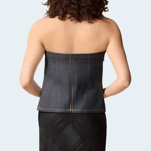 Dark gray vintage women's denim wrap vest