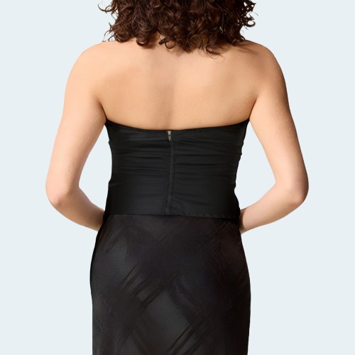 Summer black pleated women's wrap vest