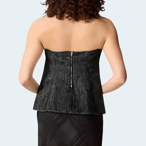 Black vintage women's denim wrap vest