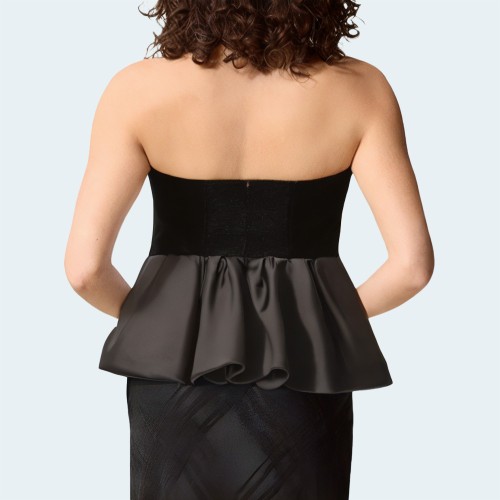 Black velvet backless women's wrap vest