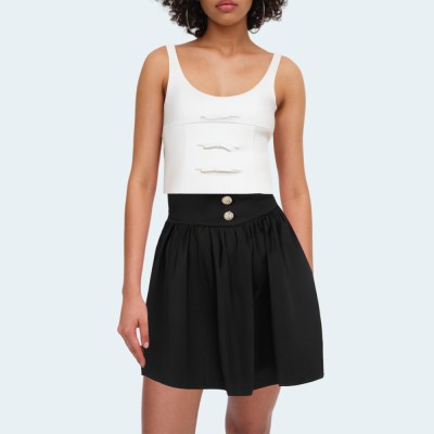 White slim fit bow embellished women's vest