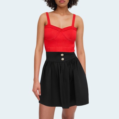 Red sexy knitted slim fit women's vest