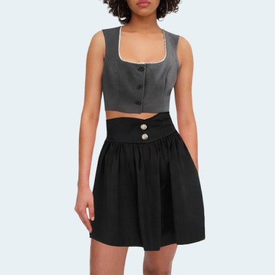 Gray square neck sleeveless women's camisole