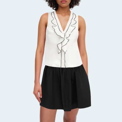 Stylish contrast trim sleeveless women's tank top
