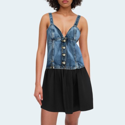 Vintage backless women's denim camisole