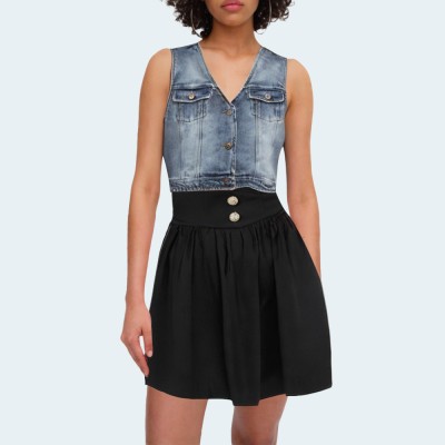 Fashion V-neck short women's denim vest