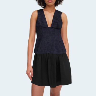 Corduroy deep V-neck sleeveless women's vest