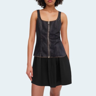 Double zipper slim fit women's denim camisole