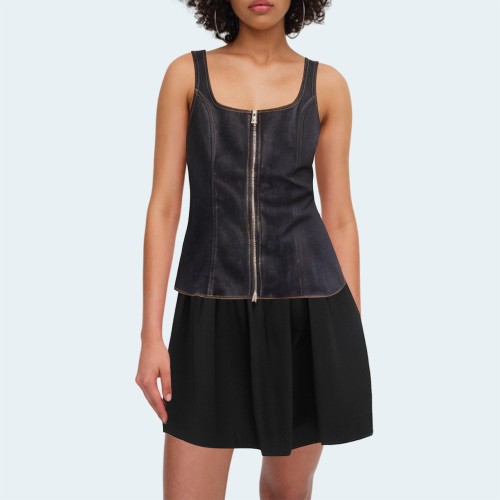 Double zipper slim fit women's denim camisole
