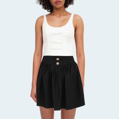 White slim fit bow embellished women's vest
