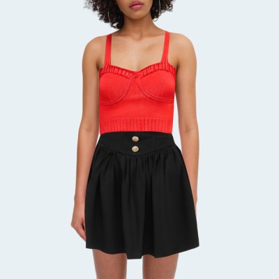 Red sexy knitted slim fit women's vest