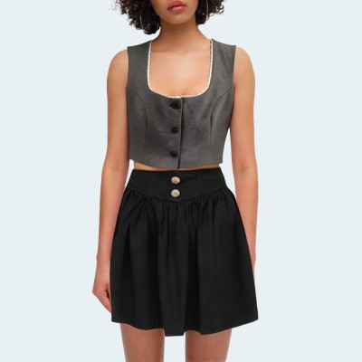 Gray square neck sleeveless women's camisole