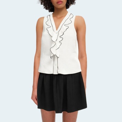 Stylish contrast trim sleeveless women's tank top