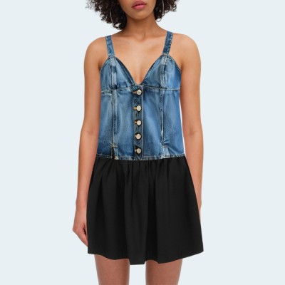 Vintage backless women's denim camisole