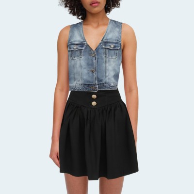 Fashion V-neck short women's denim vest