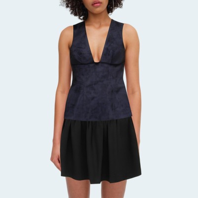 Corduroy deep V-neck sleeveless women's vest