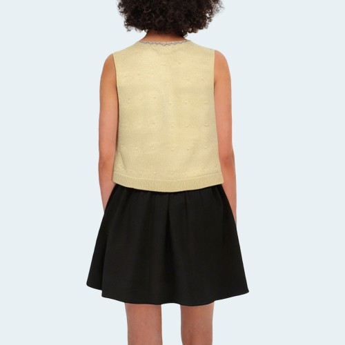 Rhinestone and pearl embellished knitted women's tank top