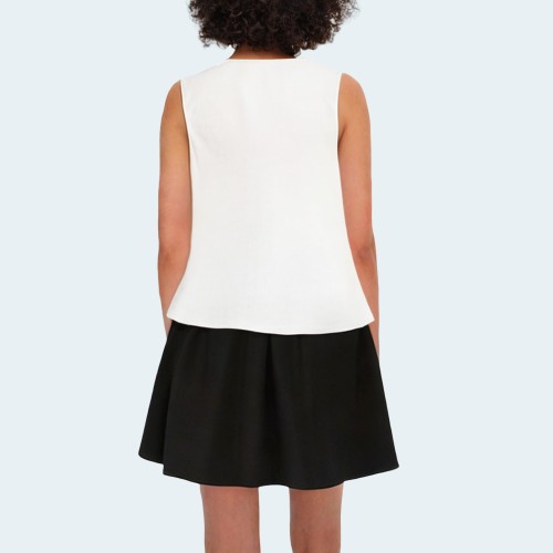 Stylish contrast trim sleeveless women's tank top