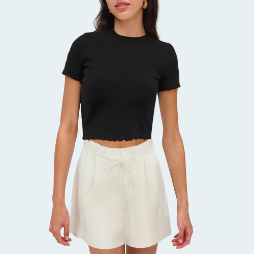 Summer beige casual high waist women's shorts