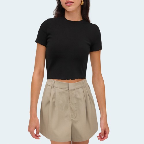 Retro high waist casual women's shorts