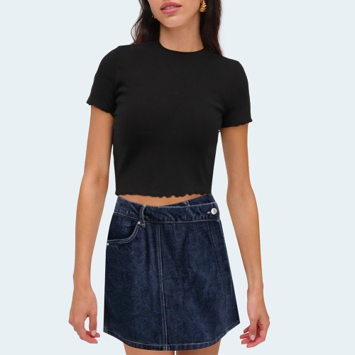 New blue high waist women's denim shorts