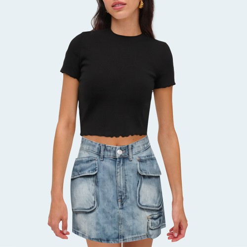 Washed casual women's workwear denim shorts