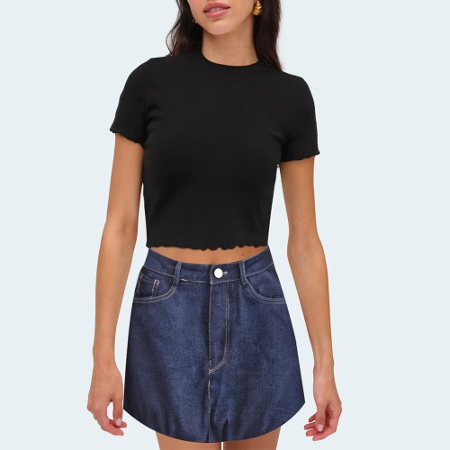 Dark blue all-match women's denim shorts