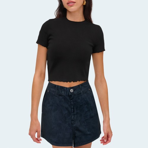 Casual dark blue women's denim shorts