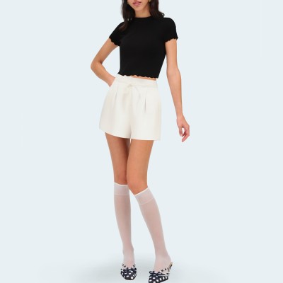 Summer beige casual high waist women's shorts