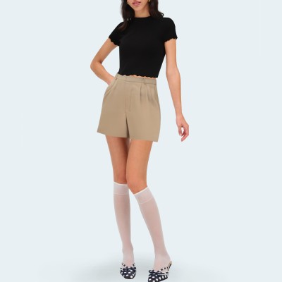 Retro high waist casual women's shorts